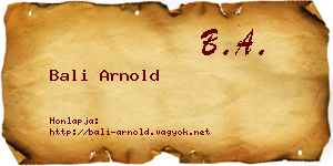 Bali Arnold névjegykártya